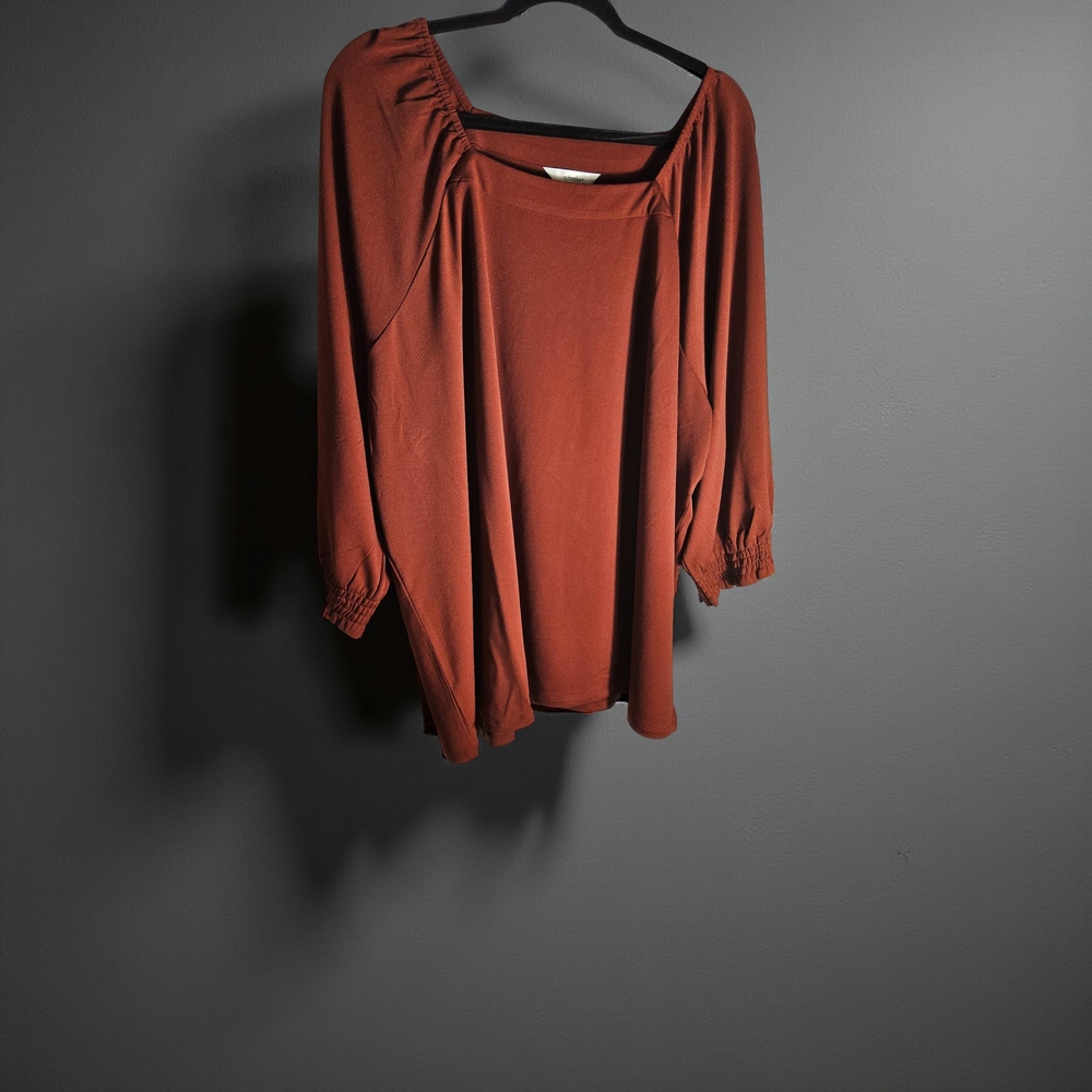 NWT Womens Size 3X CJ Banks Burgandy Blouse